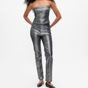GAP High Rise Metallic '90s Slim Straight Jeans